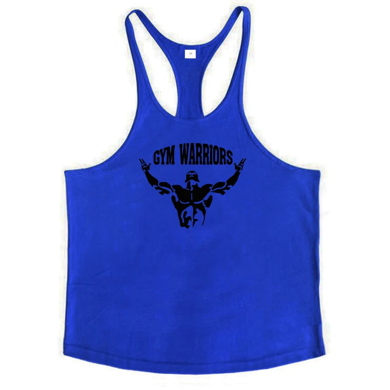Men's Cotton Gym Warriors Tank Tops Running Vests Y-Back Bodybuilding Sleeveless Shirt Muscle Workout Athletic Fitness Singlets