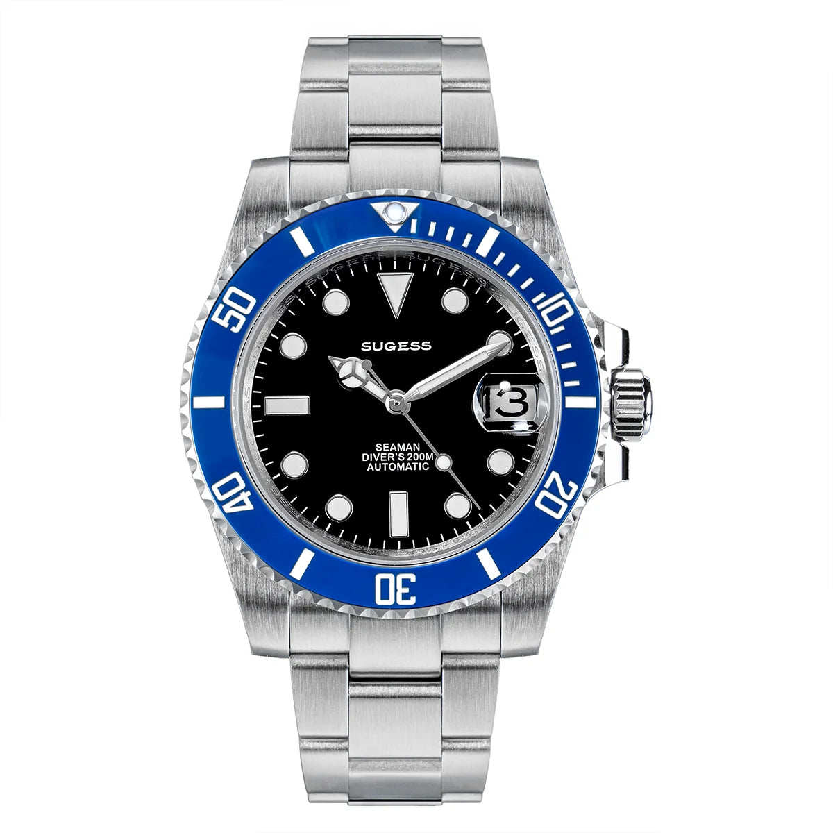 Sugess Watch of Men Diver NH35 Automatic Mechanical Wristwatch Date Sapphire Crystal Luminous Ceramic Bezel Waterproof 200M 2022