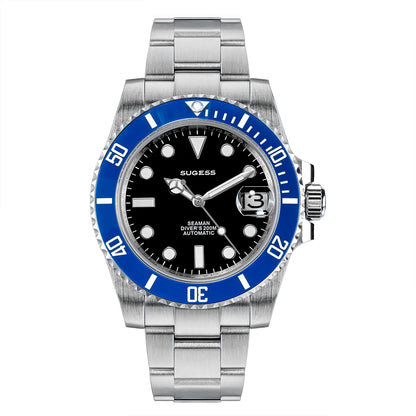 Sugess Watch of Men Diver NH35 Automatic Mechanical Wristwatch Date Sapphire Crystal Luminous Ceramic Bezel Waterproof 200M 2022