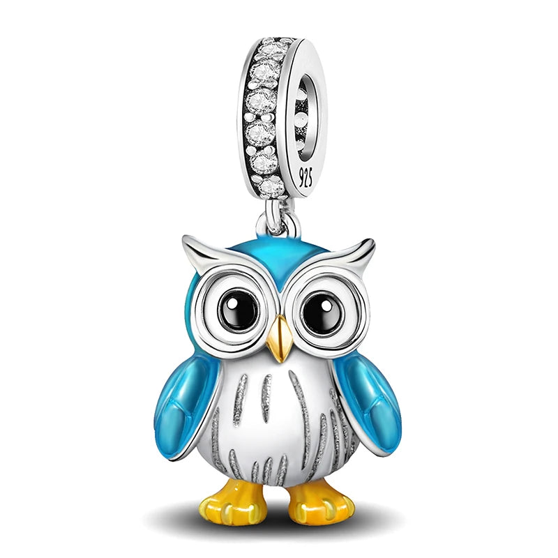 925 Sterling Silver Cute Butterfly Elephant Blue Series Charms Beads Fit Original Pan Bracelet Bangle High Quality DIY Jewelry