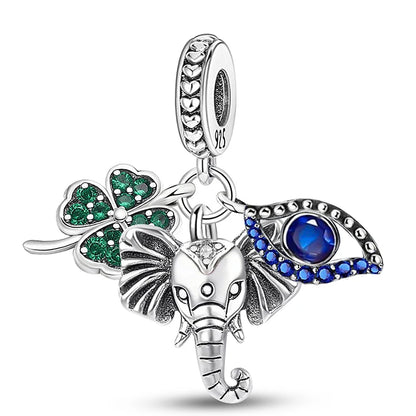 925 Sterling Silver Cute Butterfly Elephant Blue Series Charms Beads Fit Original Pan Bracelet Bangle High Quality DIY Jewelry