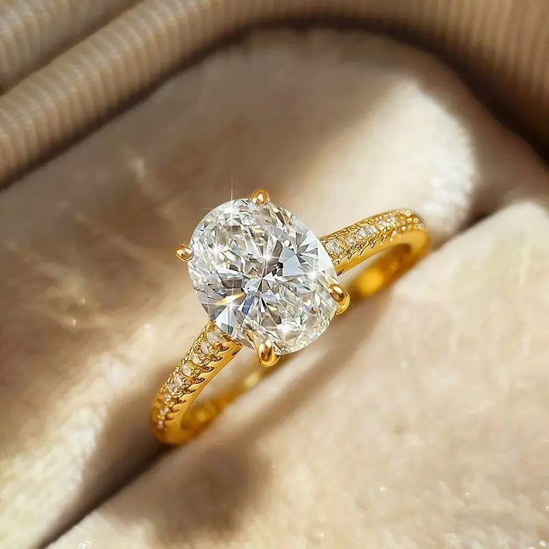 925 Sterling Silve 1-8CT Zircon Gorgeous Shiny Oval Stone Ring For Women Engagement Wedding Luxury High Quality Fine Jewelry