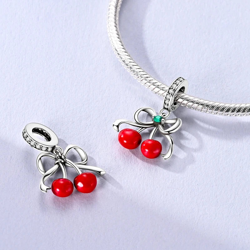 Original Charms Bead Pendant 925 Sterling Silver Cat Paw Bow Girl Cherry Firefly Heart Charm Fit Bracelet DIY Women Jewelry Gift