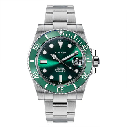 Sugess Watch of Men Diver NH35 Automatic Mechanical Wristwatch Date Sapphire Crystal Luminous Ceramic Bezel Waterproof 200M 2022