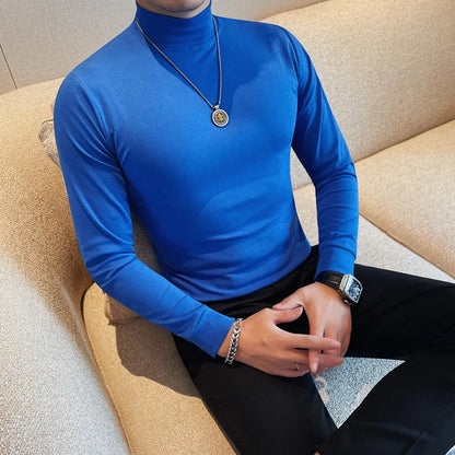 Men's T Shirts Autumn Winter New Turtleneck Long Sleeve T-Shirts For Men Clothing 2025 Slim Fit Casual Basic Tee Shirt Homme 5XL
