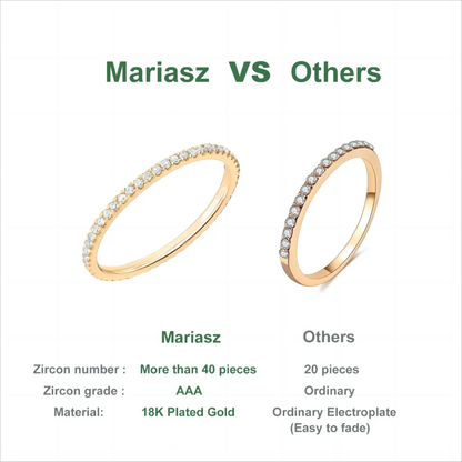 1/3PCS Thin Dainty Stackable Ring Mariasz Minimalist Full Eternity Band Cubic Zirconia Gold Color Plated Pave Rings for Women