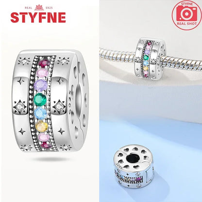 Real Silver 925 Clip Charms Heart Beads Stopper Safety Chain for Original Bracelet Making Fine Jewelry Gifts for Women Diy