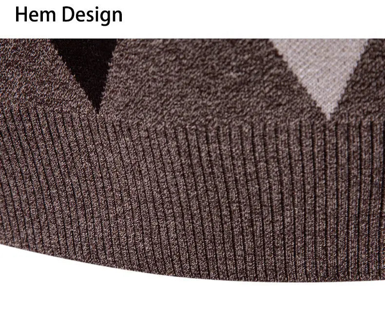 Men's Knit Vest Fashion Sweater Vest Argyle Pattern Waistcoat Fleece Lined Warm Vests