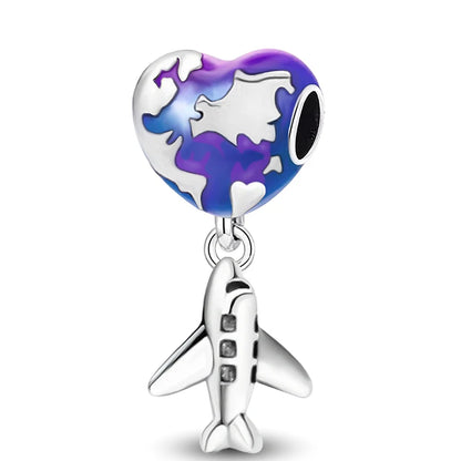 925 Sterling Silver Cute Butterfly Elephant Blue Series Charms Beads Fit Original Pan Bracelet Bangle High Quality DIY Jewelry