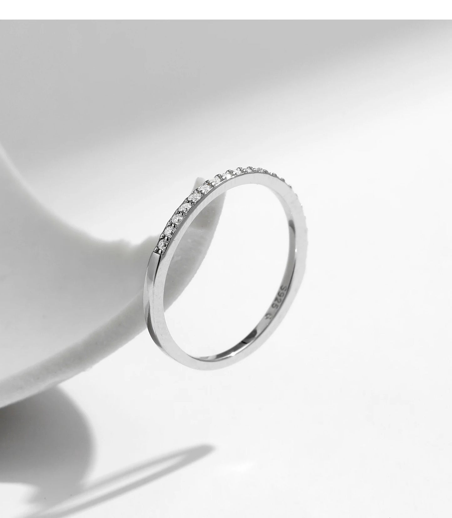 MODIAN Simple Eternity Moissanite Ring 925 Sterling Silver Sparkling Simple Thin Wedding Band Rings For Women Fine Jewelry