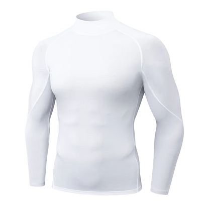 Men's High neck Long Sleeve Compression Shirts Cool Dry Sun Protection Sports Tights Undershirts Running Gym Tops