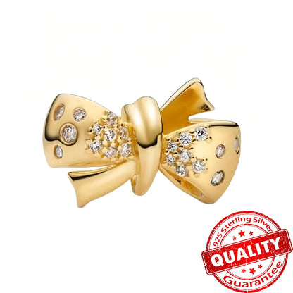 Gold Series 925 Sterling Silver Firefly Leopard Seahorse Crystal Ball Flower Charm Fit DIY Bracelet Necklace Boutique Party Gift