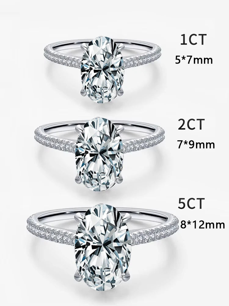 925 Sterling Silve 1-8CT Zircon Gorgeous Shiny Oval Stone Ring For Women Engagement Wedding Luxury High Quality Fine Jewelry