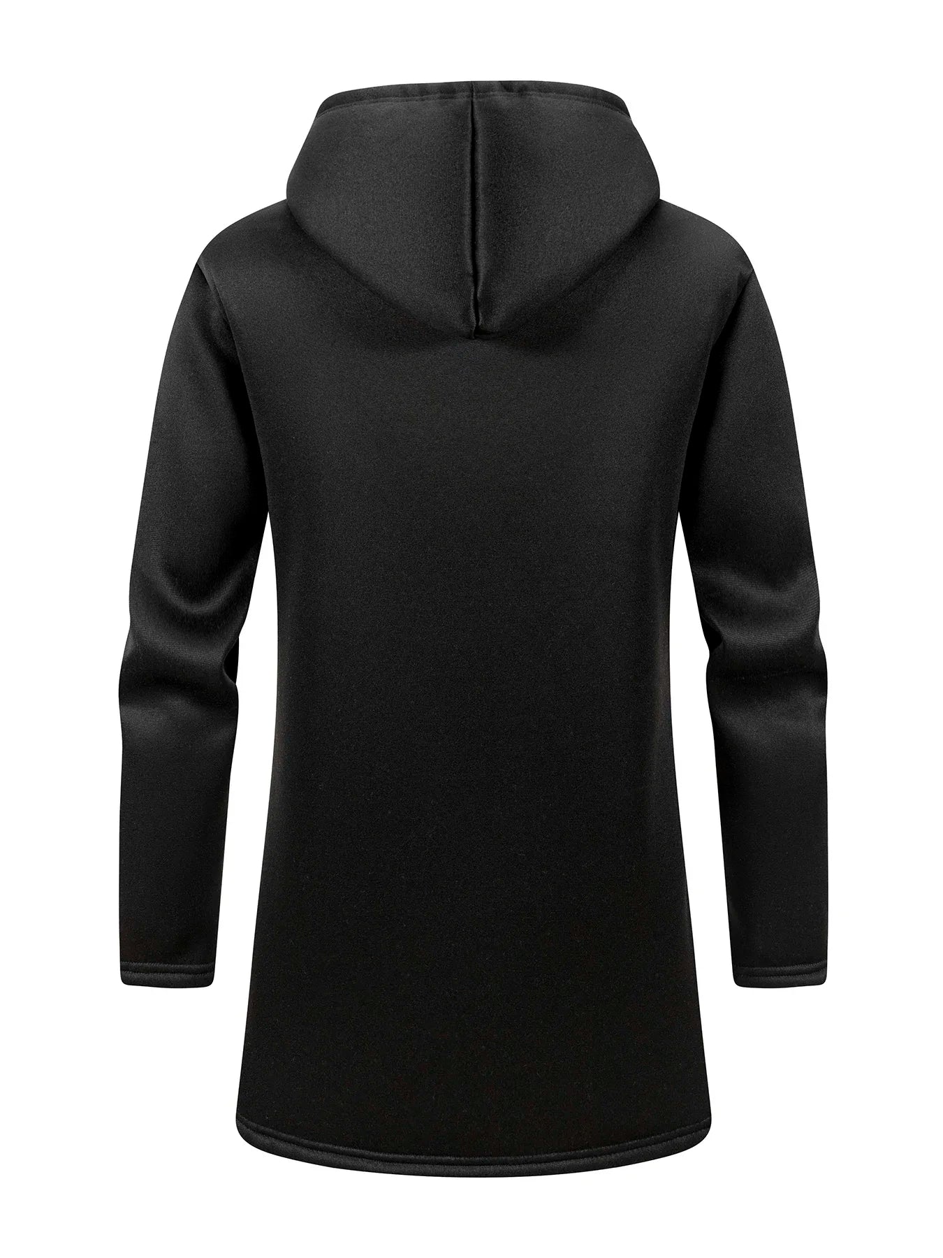 Men's Winter Warm Long Coat Zipper Jacket Zip Windbreaker Thick Fleece Windproof Overcoat Casual Contrast Color Hooded Jacket