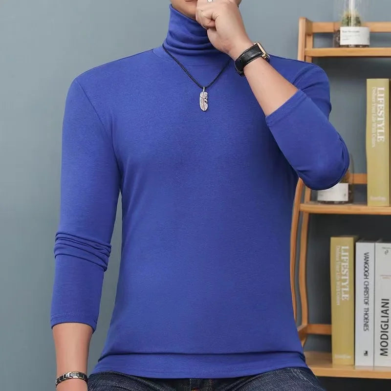 Winter Mens Turtleneck Sweaters Casual Thermal Long Sleeve Slim Fit Pullovers Stretch Basic Tops Sweatshirt Jumper Autumn TShirt