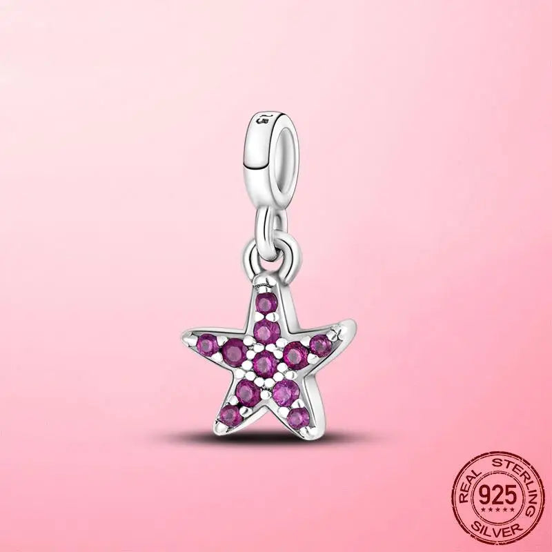 925 Silver My Love Starfish Flamingo Pendant Charm Fit Original Original Me Bracelet DIY Bead Jewelry For Women