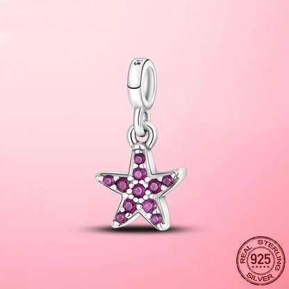 925 Silver My Love Starfish Flamingo Pendant Charm Fit Original Original Me Bracelet DIY Bead Jewelry For Women
