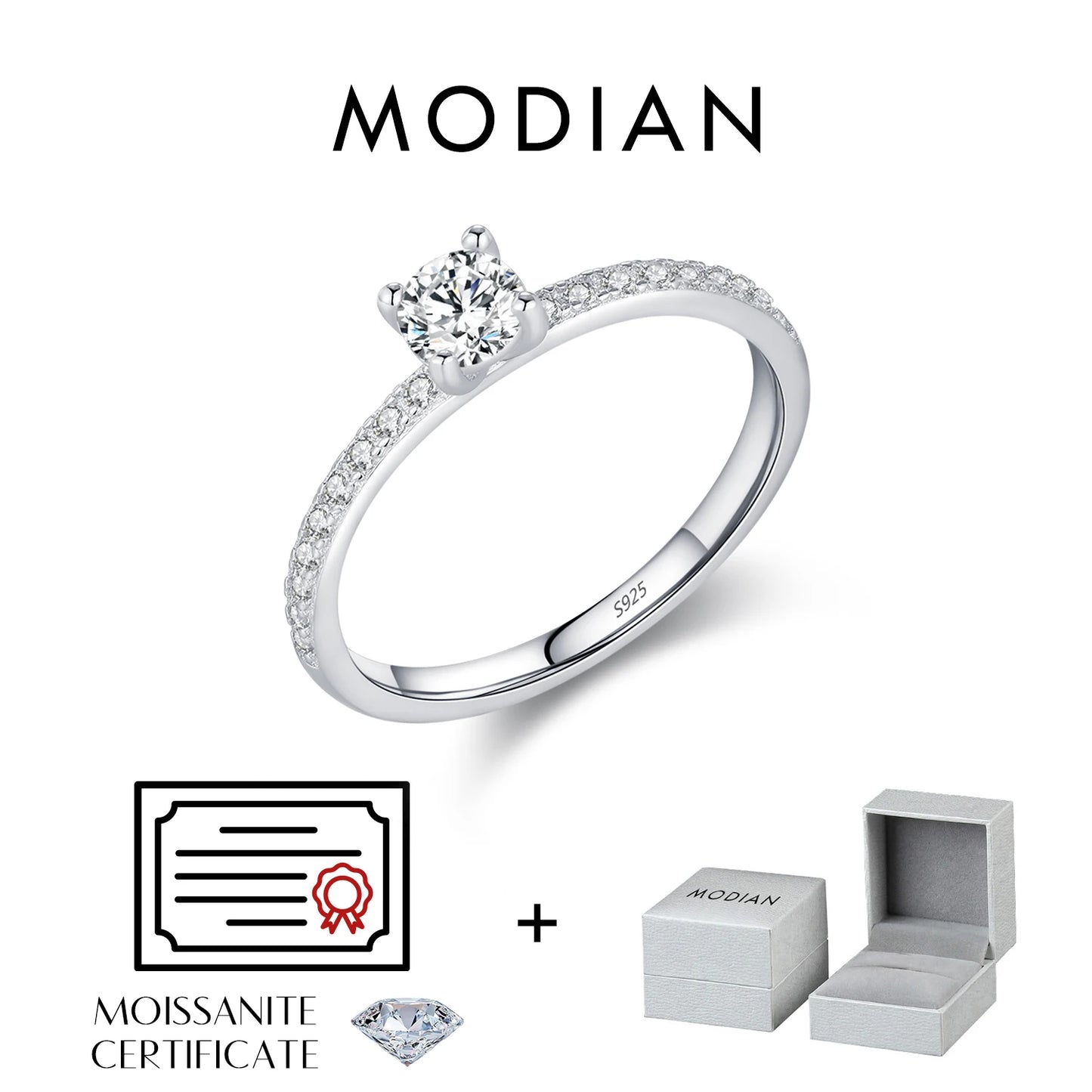 MODIAN D Color Moissanite Ring Delicate Square 925 Sterling Silver Lab Diamond Ring For Women Wedding Statement Jewelry