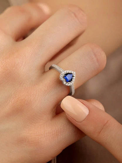 Gorgeous Zircon Shiny Love Heart Ring for Women Engagement Wedding Real 925 Sterling Silver Luxury High Quality Fine Jewelry