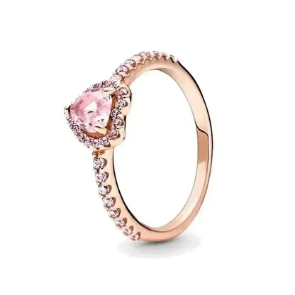 Hot selling 925 sterling silver rose gold ring high-quality luxury sparkling crystal ring women's jewelry exquisite holiday gift