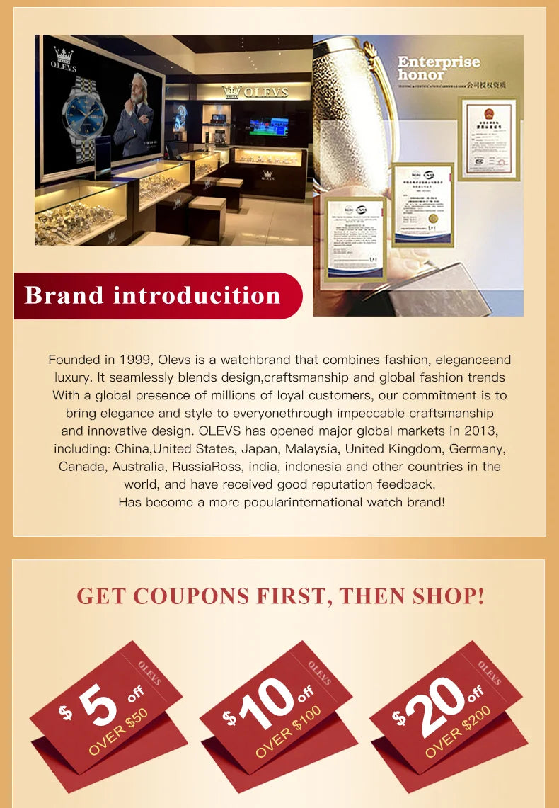 OLEVS Men's Watches Top Brand Luxury Watch for Men Original Waterproof Stainless Steel Chronograph Moon Phase Date Rota Dial