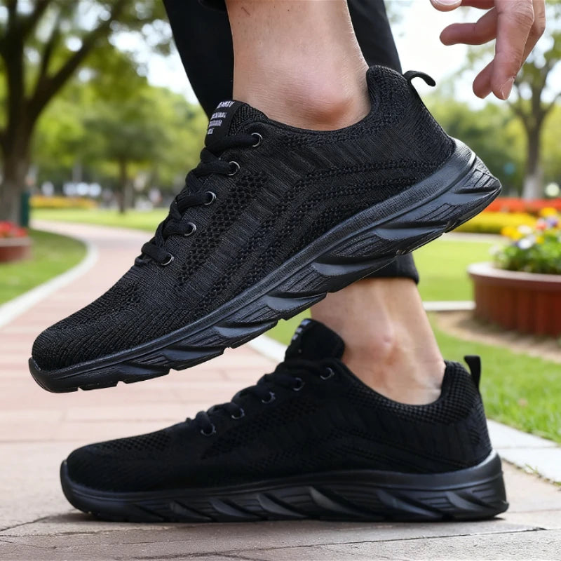 2025 New Arrival Men's Casual Sneakers Breathable Knit Upper Soft Sole Non-Slip Outdoor Shoes Comfortable Walking Running Shoes