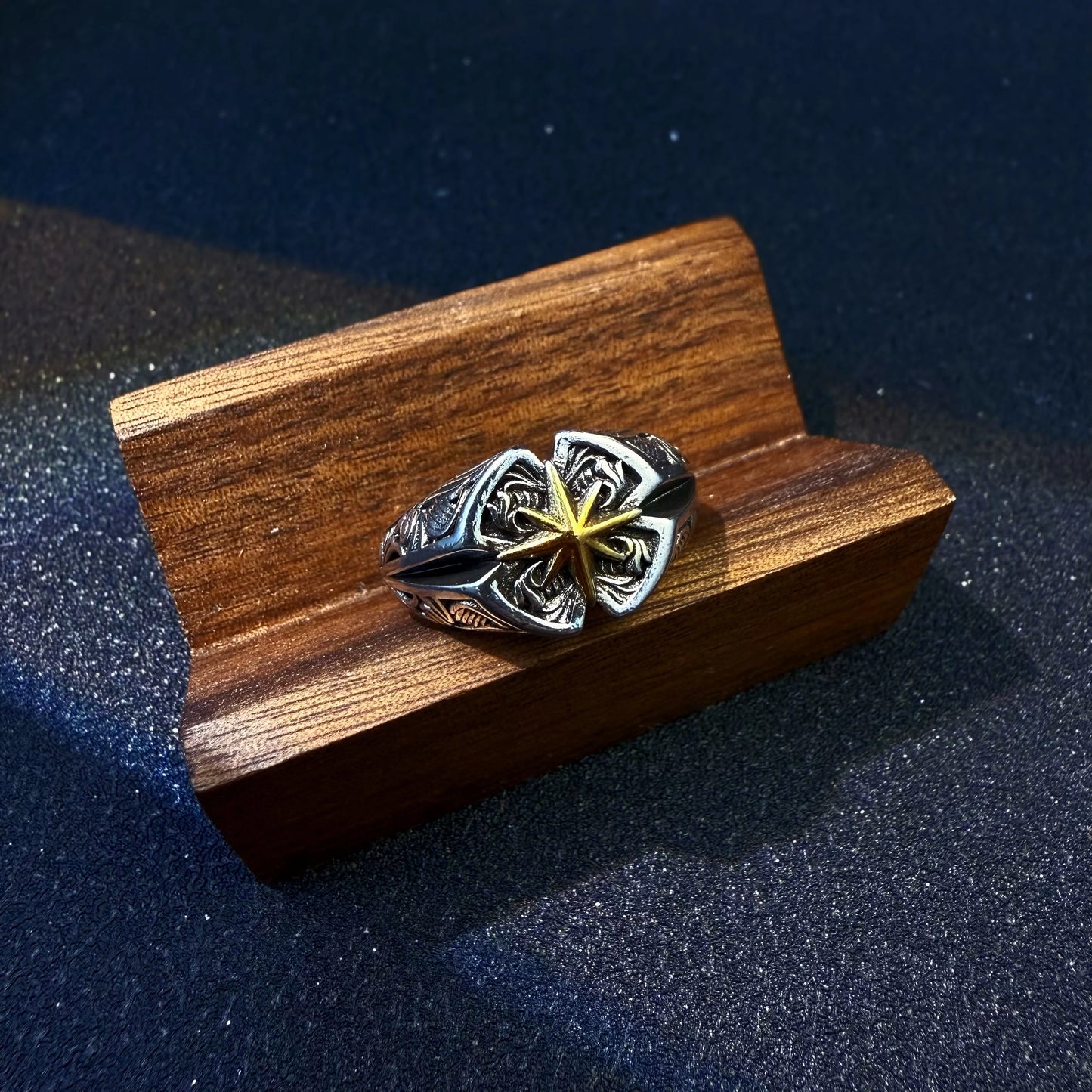 Retro Polaris North Star Adjustable Open Ring For Men Punk Gothic Edgy Copper Jewelry Unisex Accessories Good Fortune Love Gift