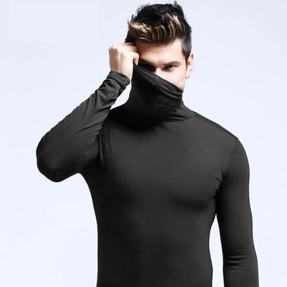 Winter Mens Turtleneck Sweaters Casual Thermal Long Sleeve Slim Fit Pullovers Stretch Basic Tops Sweatshirt Jumper Autumn TShirt