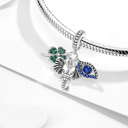 925 Sterling Silver Cute Butterfly Elephant Blue Series Charms Beads Fit Original Pan Bracelet Bangle High Quality DIY Jewelry