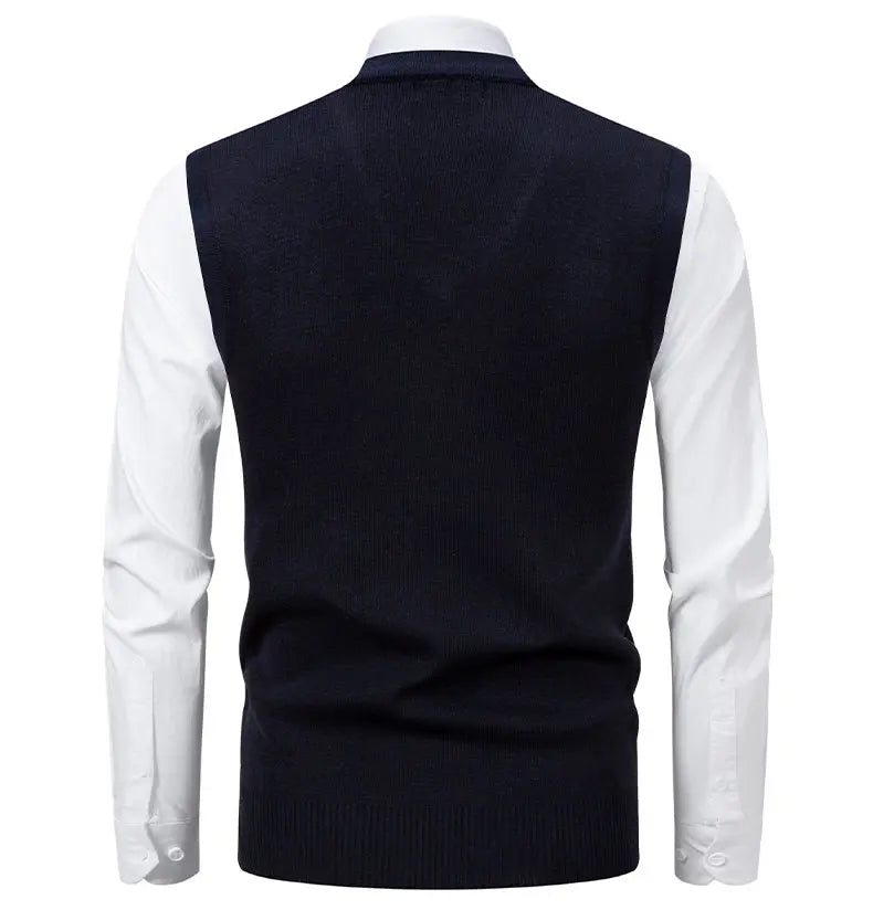 Men's Knit Vest Fashion Sweater Vest Argyle Pattern Waistcoat Fleece Lined Warm Vests