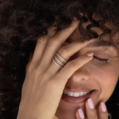 1/3PCS Thin Dainty Stackable Ring Mariasz Minimalist Full Eternity Band Cubic Zirconia Gold Color Plated Pave Rings for Women