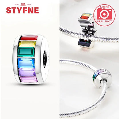 Real Silver 925 Clip Charms Heart Beads Stopper Safety Chain for Original Bracelet Making Fine Jewelry Gifts for Women Diy