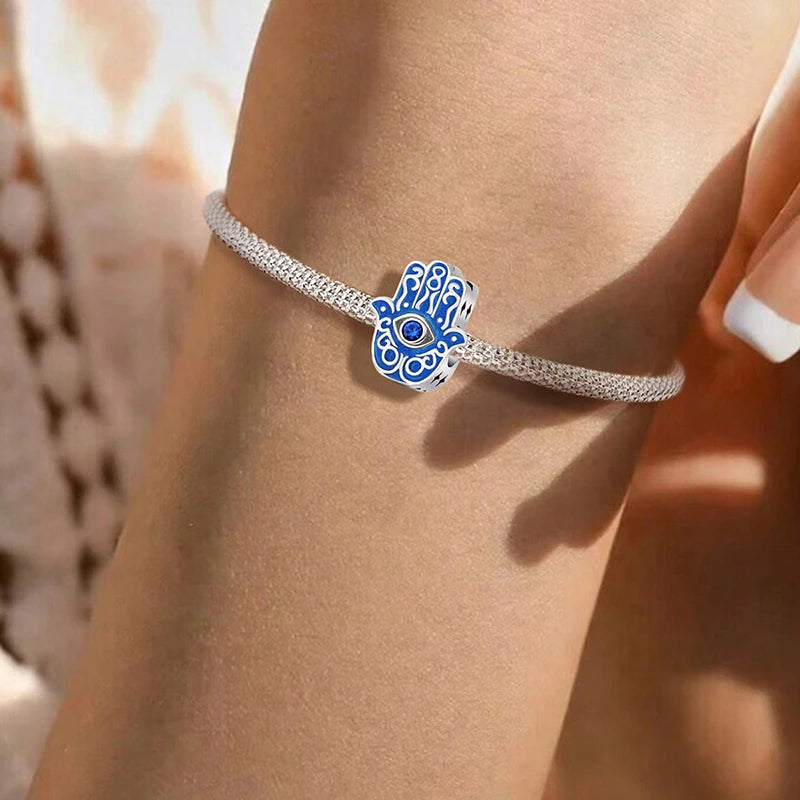 925 Sterling Silver Cute Butterfly Elephant Blue Series Charms Beads Fit Original Pan Bracelet Bangle High Quality DIY Jewelry