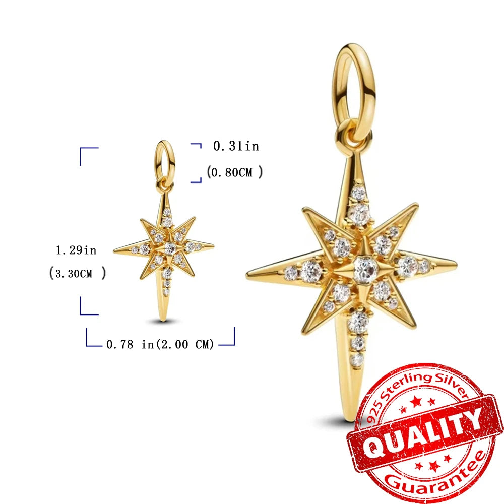 Gold Series 925 Sterling Silver Firefly Leopard Seahorse Crystal Ball Flower Charm Fit DIY Bracelet Necklace Boutique Party Gift