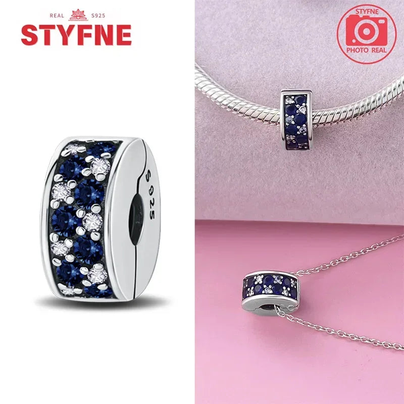 Real Silver 925 Clip Charms Heart Beads Stopper Safety Chain for Original Bracelet Making Fine Jewelry Gifts for Women Diy