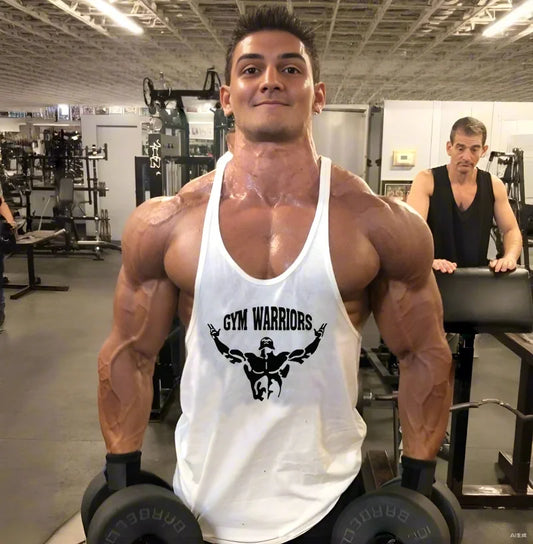 Men's Cotton Gym Warriors Tank Tops Running Vests Y-Back Bodybuilding Sleeveless Shirt Muscle Workout Athletic Fitness Singlets