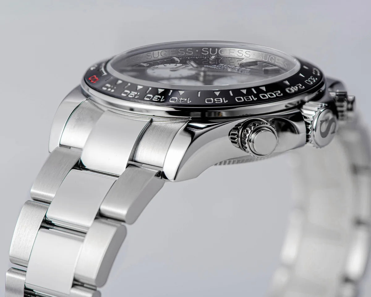 Sugess Diving Mens Watch Panda Automatic Mechanical Chronograph Peacock SL4801 Movement Wristwatch Waterproof Ceramic Bezel New