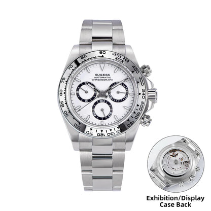 Sugess Diving Mens Watch Panda Automatic Mechanical Chronograph Peacock SL4801 Movement Wristwatch Waterproof Ceramic Bezel New