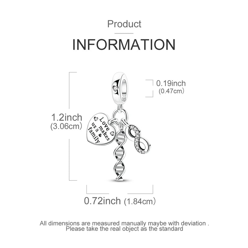 925 Silver Sparkling Cat Dog Charms Pendants Love Family Father Beads Fits Original Bracelet Gift for Women