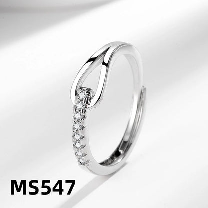 925 Sterling Silver High-End Full Diamond Hollow Design Horseshoe-Shaped Zircon Ring Personalized High-Quality Women's Ring
