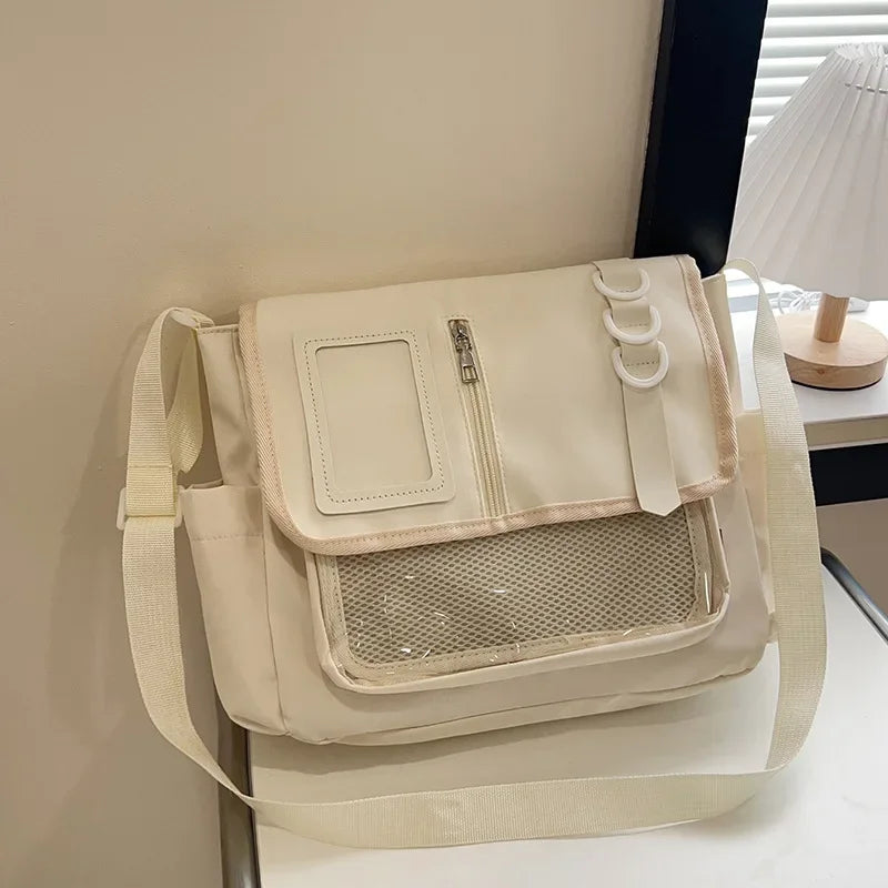 Y2K Japanese Harajuku School Bags for Girls New Transparent Itabag Shoulder Crossbody Bag DIY Badges Display Plate Ita Bag