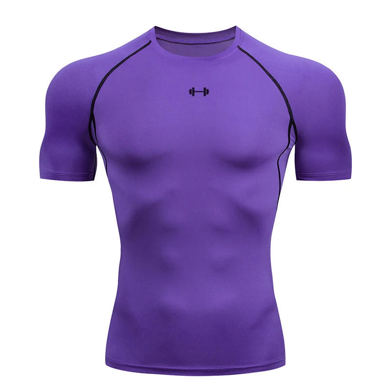 Men Sport T-shirt Quick Dry Bodybuilding Running Shirt Short Sleeve Compression Tops Gym T Shirt Fitness Male Jogging Tracksuit