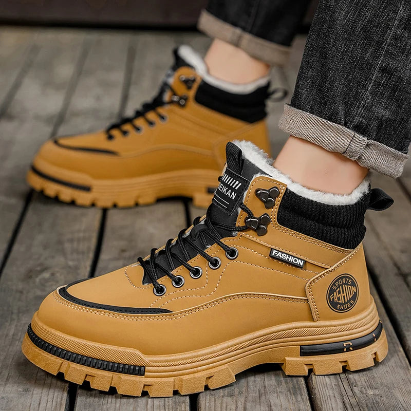 Men's comfortable casual versatile outdoor cotton shoes winter warm shoes plus size fashion youth non-slip soft-sole work shoes