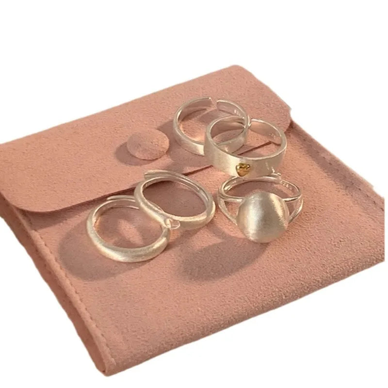 Korean Style Niche Frosted Combination Rings for Women, Fashionable, Simple, Everyday Korean Style Stackable Rings, Unique Autumn and Winter Statement Index Finger Rings