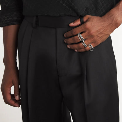 Multi-layer Stackable Finger Rings Shiny Cubic Zirconia Link Ring 18K Gold Plated Stainless Steel High Quality Jewelry Accessory