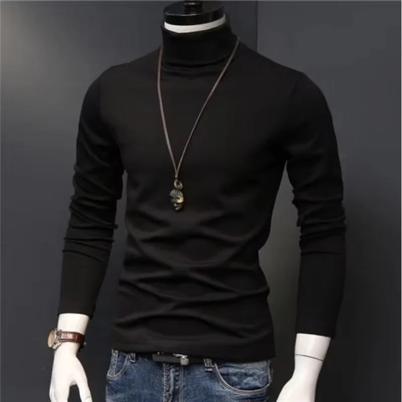 Winter Mens Turtleneck Sweaters Casual Thermal Long Sleeve Slim Fit Pullovers Stretch Basic Tops Sweatshirt Jumper Autumn TShirt