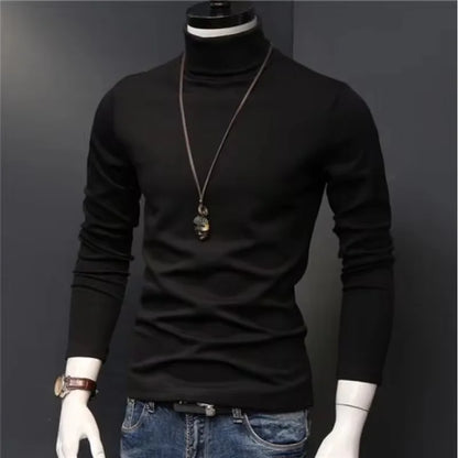 Winter Mens Turtleneck Sweaters Casual Thermal Long Sleeve Slim Fit Pullovers Stretch Basic Tops Sweatshirt Jumper Autumn TShirt