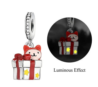 Original 925 Sterling Silver Christmas Charms Santa Claus Reindeer Snowflake Beads Fit Necklace Bracelets DIY Gifts Fine Jewelry