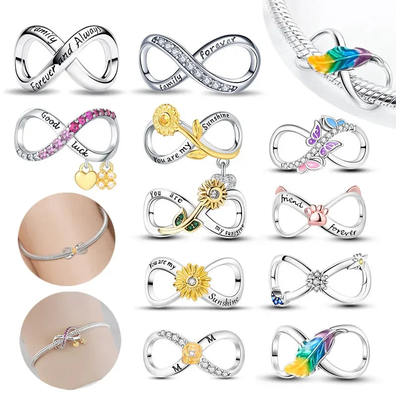 Silver 925 Colour Sunflower Eternity String Jewelery Fit Pandora Beads Original Bracelet Fine Jewelry Making for Women