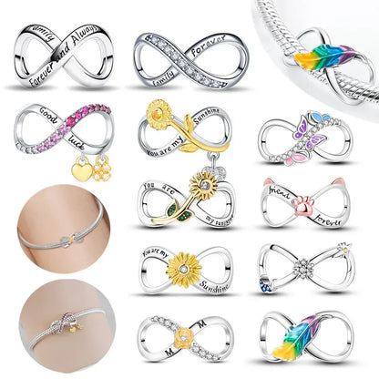 Silver 925 Colour Sunflower Eternity String Jewelery Fit Pandora Beads Original Bracelet Fine Jewelry Making for Women